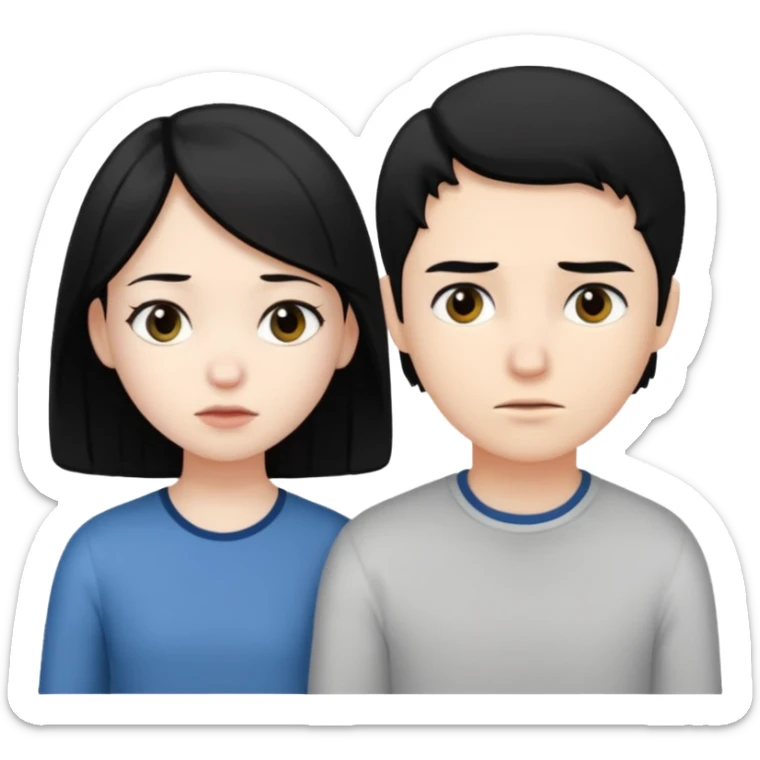 girl black hair ignore boy white hair sticker