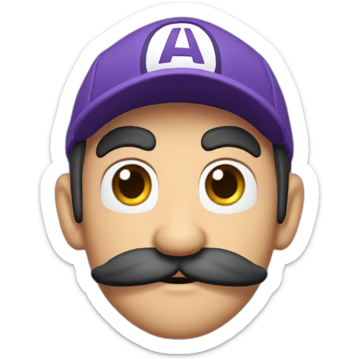 Only one Waluigi with à howl purple cap à black mustache and à long face sticker