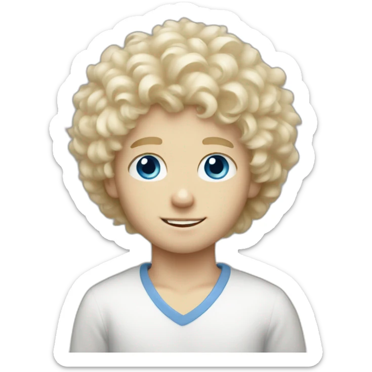 Blonde blue-eyed white boy with fluffy hair and goatie sticker