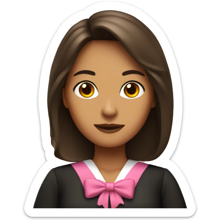 tan judge woman with pink bow in her dark brown hair  sticker
