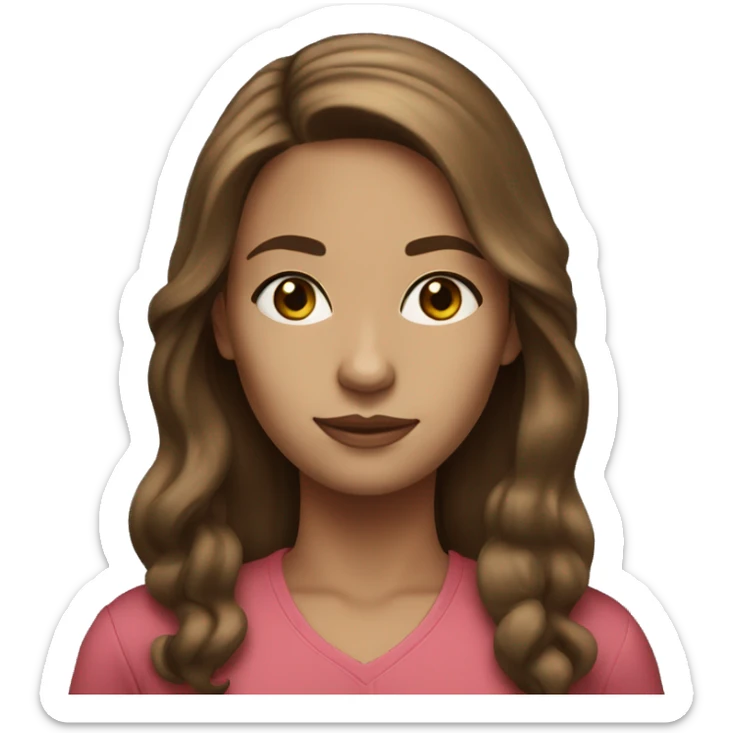 woman age 38 with long brown hair, light skin, blue eyes sticker