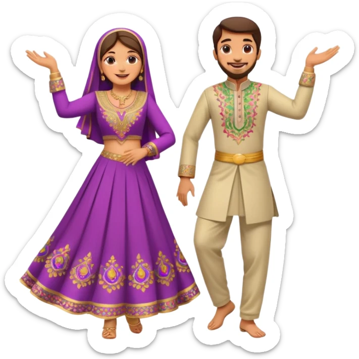 pakistani dancing man and woman modest full body no stomach on show sticker