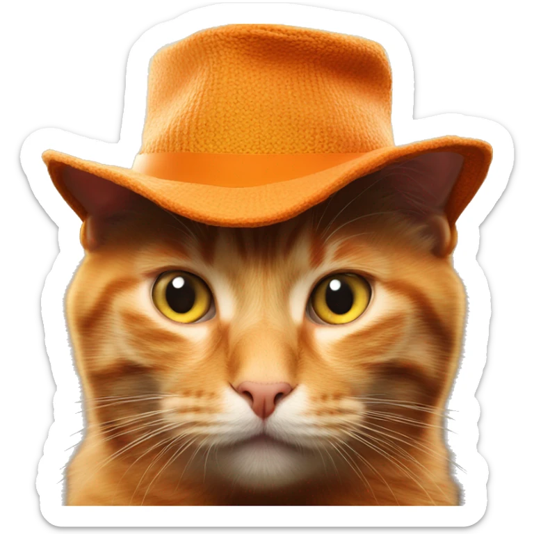 photo of an orange cat wearing a hat, stunning lighting sticker