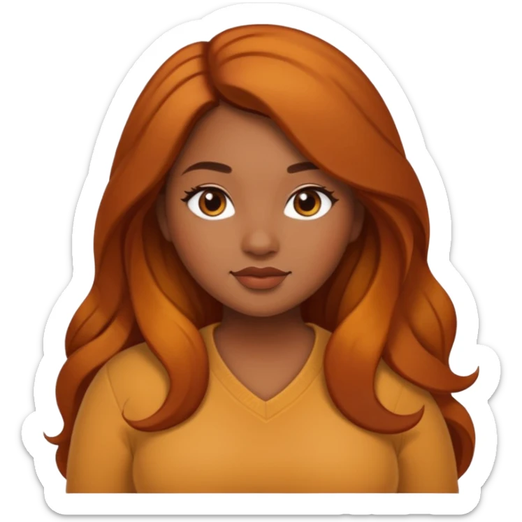 Curvy pretty brown girl with long hair, wearing fall colors sticker