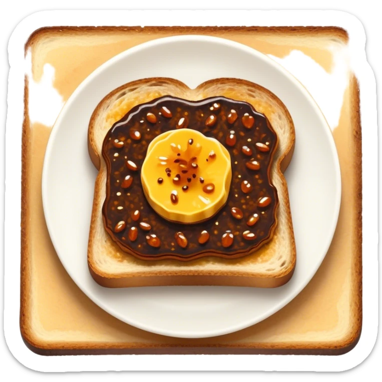 Cinematic Realistic Vegemite on Toast Dish Emoji, depicted with a generous spread of savory Vegemite on perfectly toasted bread, rendered with vibrant textures and warm lighting that captures its uniquely Australian flavor. sticker