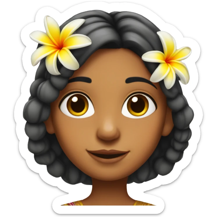 Indian girl with plumeria  in hair sticker