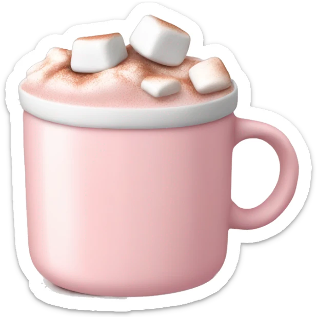 Light Pink mug of hot chocolate with marshmallows  sticker