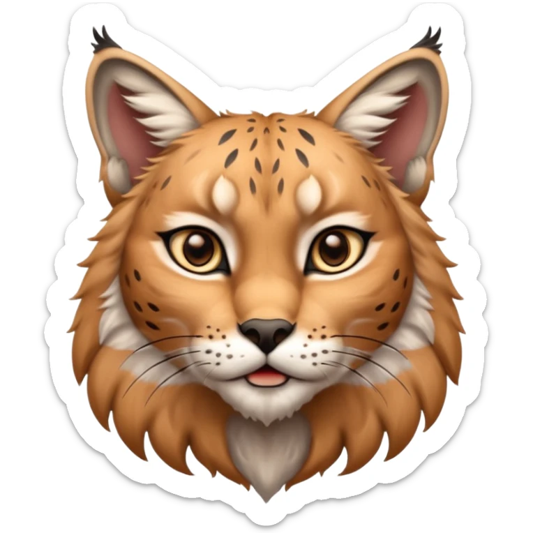 A high-resolution photo-realistic digital illustration of a majestic young lynx, chest upward  sticker