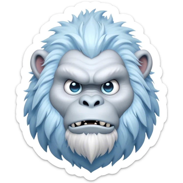 Cinematic Realistic WoW Yeti Portrait, head tilted epicly and inquisitively, showcasing a primal blend of raw might and mystical allure. His thick, shaggy fur in icy whites and pale blues and piercing ice-blue eyes are rendered in meticulous detail under dynamic, frosty lighting, high shine, epic and awe-inspiring, embodying the mystique of the frozen wilderness. sticker