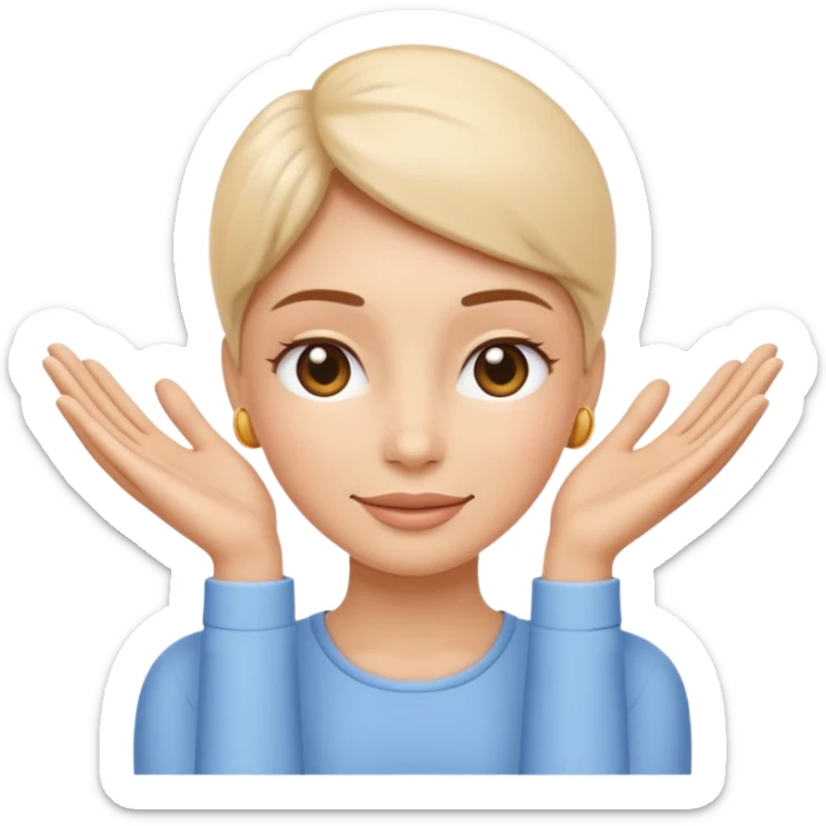 Minimal wellness-style emoji showing skin tightening, a hand gently lifting and supporting facial skin upward, subtle lifting gesture, smooth contours, natural and calm look, non-medical, non-cosmetic, no makeup, no injections, no surgery, clean, modern, trustworthy wellness aesthetic sticker