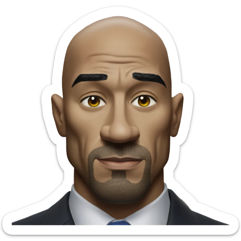 US president The Rock in Warcraft style, oil paint, mysterious eyes, intricate lips, masterpiece pose, odd perspective, beautiful, desirable, logical, midsommar, ikea sticker