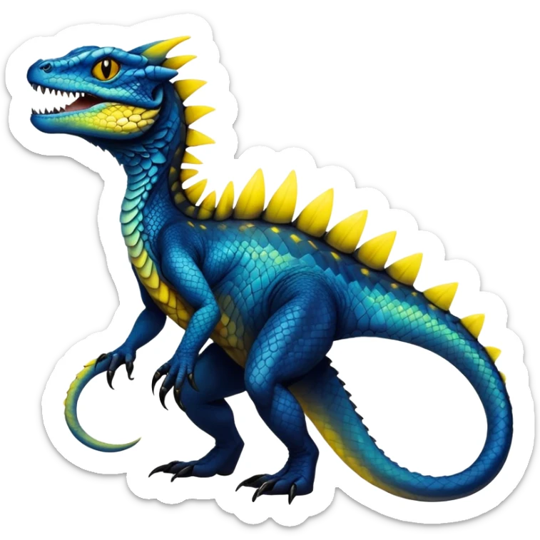  Cool Edgy dark blue-yellow-black-gradient ethereal badass Reptile-Vernid-Trico-animal-creature full body  sticker