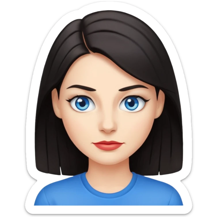 Sassy, cool and fun dark hair woman with blue eyes - raised brow + smirk sticker