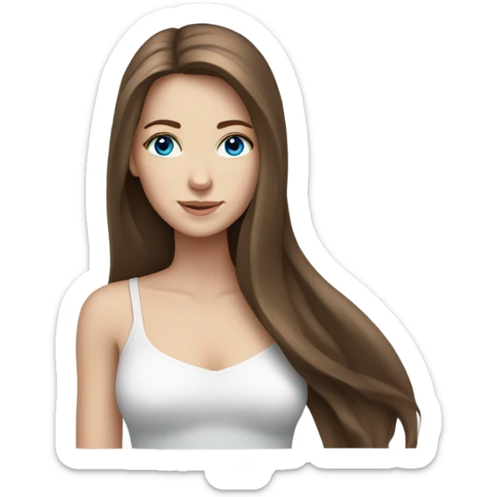 White girl with long brown hair and blue eyes sticker