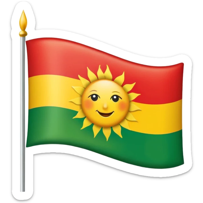 Kubus shape Make a kurdish vlag with a sun red up white in the middle and green under sticker