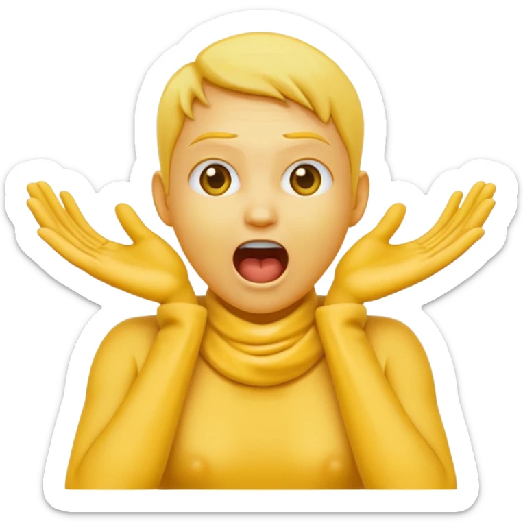 Yellow emoji doing choking emote with hands around neck and the emoji screaming  sticker