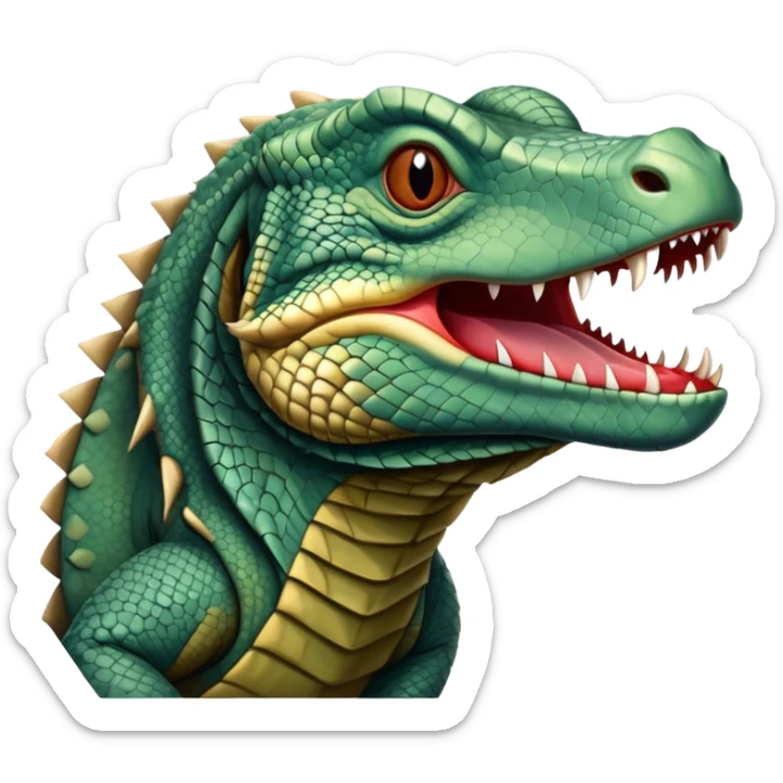 A komodo dragon with scaly skin and a forked tongue, reptilian predator sticker