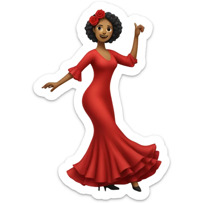 Spanish woman with flamenco red dress dancing sticker