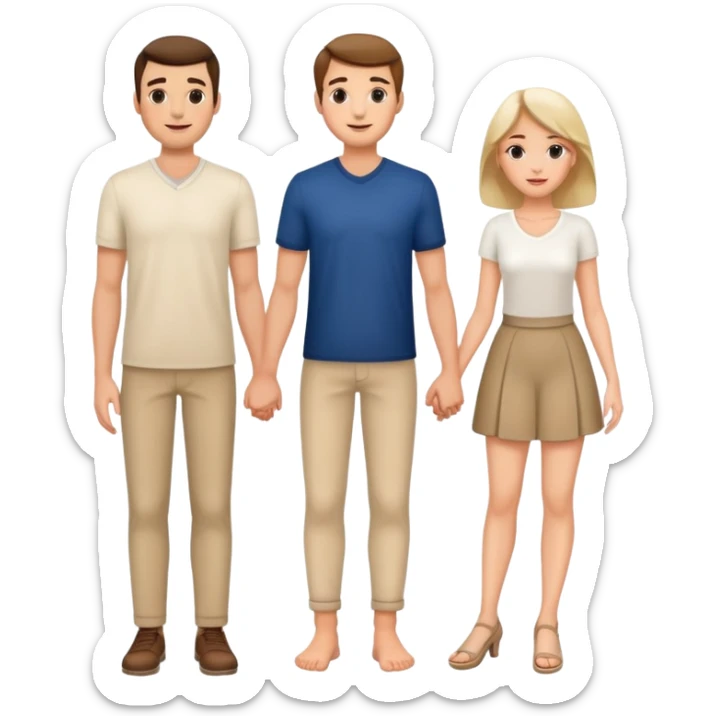 french pair men and woman photorealistic standing on feet sticker