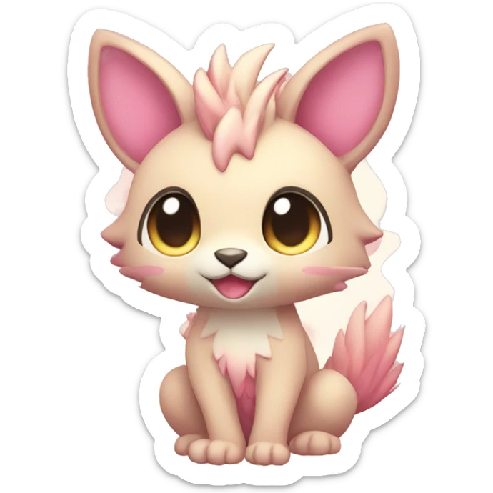Cute cool beige pink animal hybrid Fakemon full body sticker