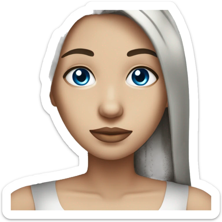Brunette with dark straight hair, fair skin and blue eyes sticker