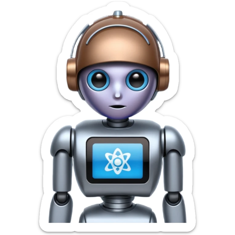 I want atom from reel steel that has gray body with black screen and blue eyes  form the screen and a brown top a  robot his face is the screen  sticker