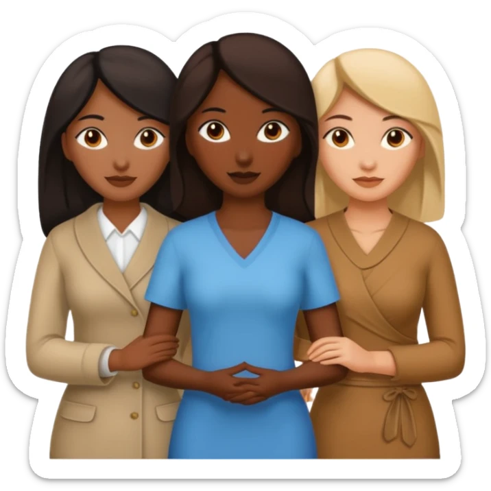 a group of 3 women, one is black, one is asian, one is indian sticker