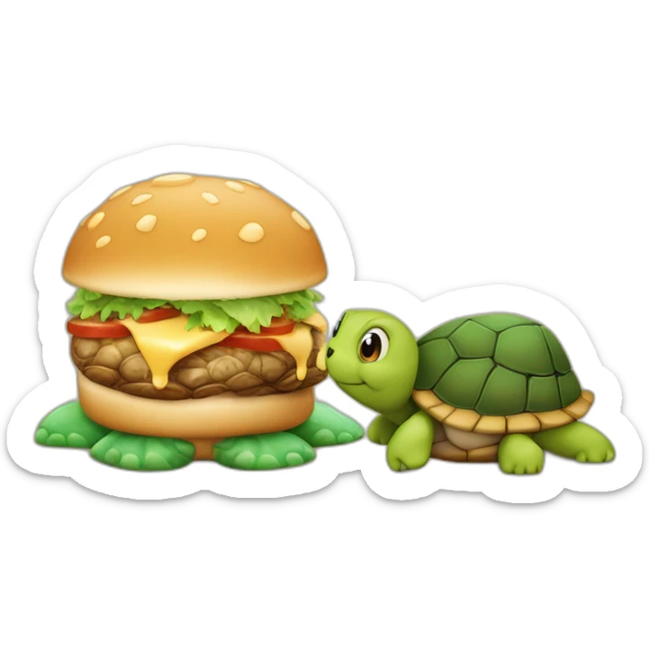 Une tortue j’ai honte en train de se battre avec un chat tout petit comme une fourmi qui détruisent une ville qui mange trois burgers à la fois et qui font des câlins à Mickey sticker