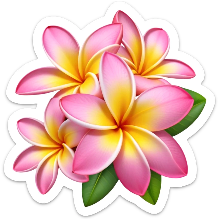 Bouquet of pink and yellow plumeria flowers sticker