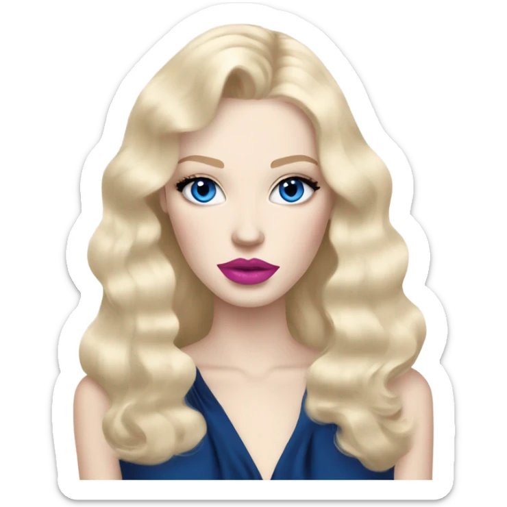 Hot girly pale blonde with blue eyes and pink lips wearing YsL sticker