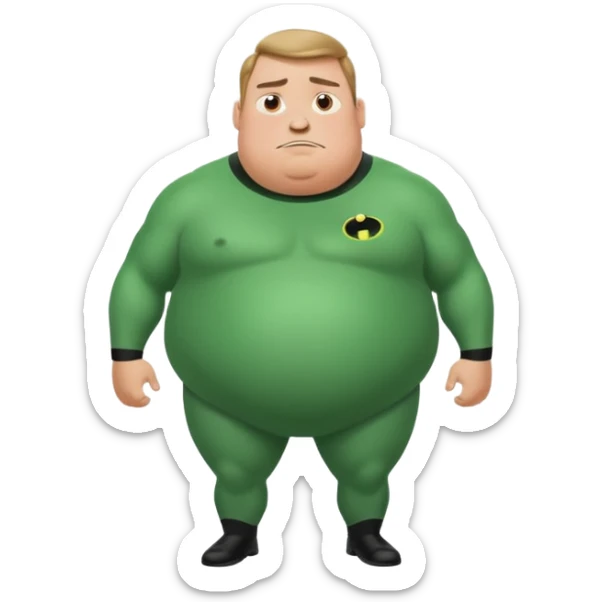 green fat mr incredible farting with giant fart cloud sticker