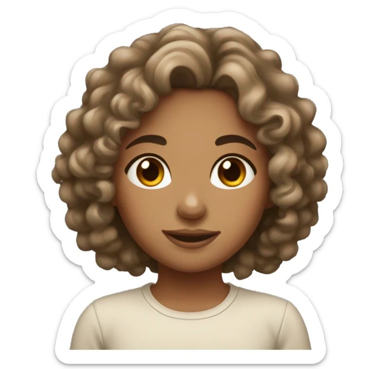 Girl with curly hair and tan skin neutral undertone sticker