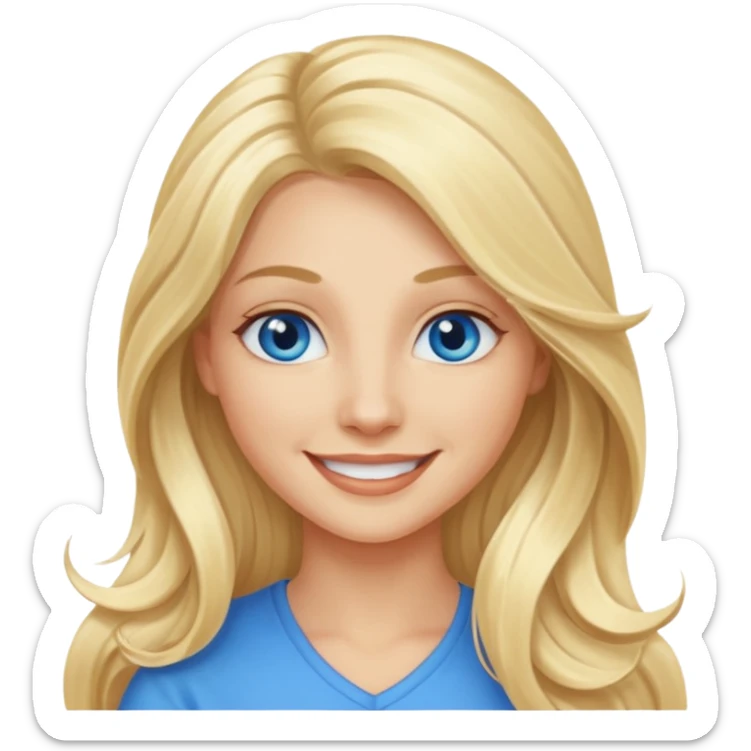 blonde woman blue eyes, long hair, smile sticker