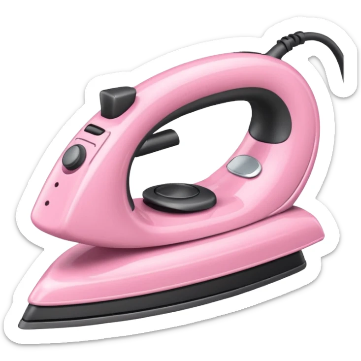 A baby pink hair iron in iOS emoji style, 3D icon, plastic texture, soft reflection, minimalist design. sticker
