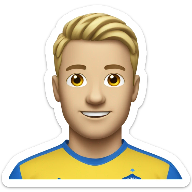 White face man soccer player in yellow shirt and blue shorts and blue socks sticker