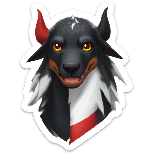 Black Cool Edgy Nargacuga-Houndoom-Fakémon  with White and Red Edgy markings sticker