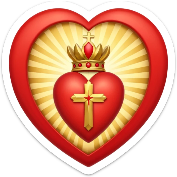 Sacred heart : A heart with rays around it and a cross at the top sticker