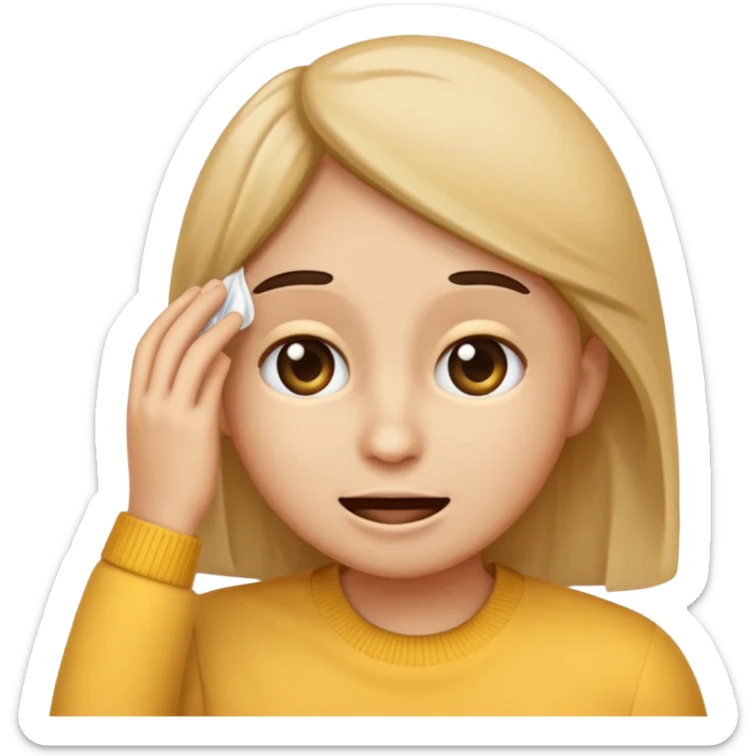 emoji character wiping brow looking relieved with the word 'phew' nearby sticker