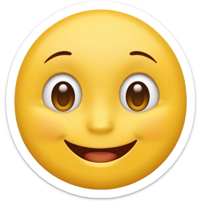 create an like yellow emoji that looks teally relaxed and smiles more on one site than another like one part of the mouth is wider up then the other sticker