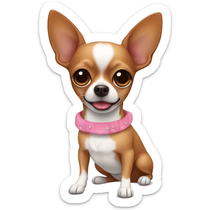 Brown chihuahua with a pinko coker  sticker