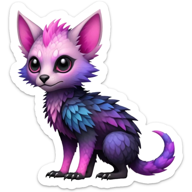 Cool Edgy Black-pink-purple-gradient badass Trico-animal-creature full body sticker