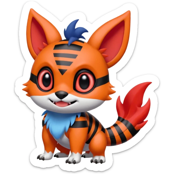 Cute adorable Stitch-Litten-Toothless-Noibat-Zangoose-fusion, full body sticker