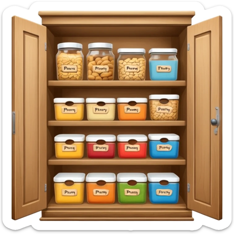 A snack pantry with the words The Pantry written on the front of it  sticker