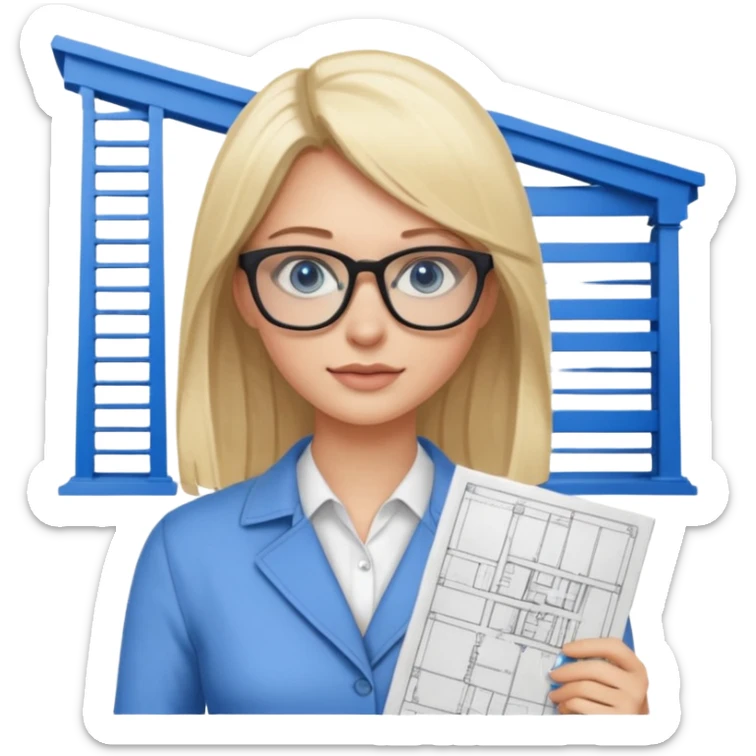 Blonde avec yeux bleus qui est architecte , cheveux lisses sticker