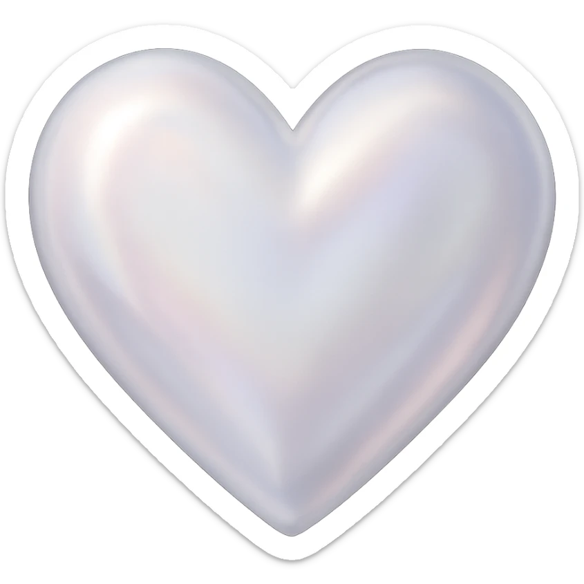 digital illustration of a heart with a pearl sheen, no background sticker