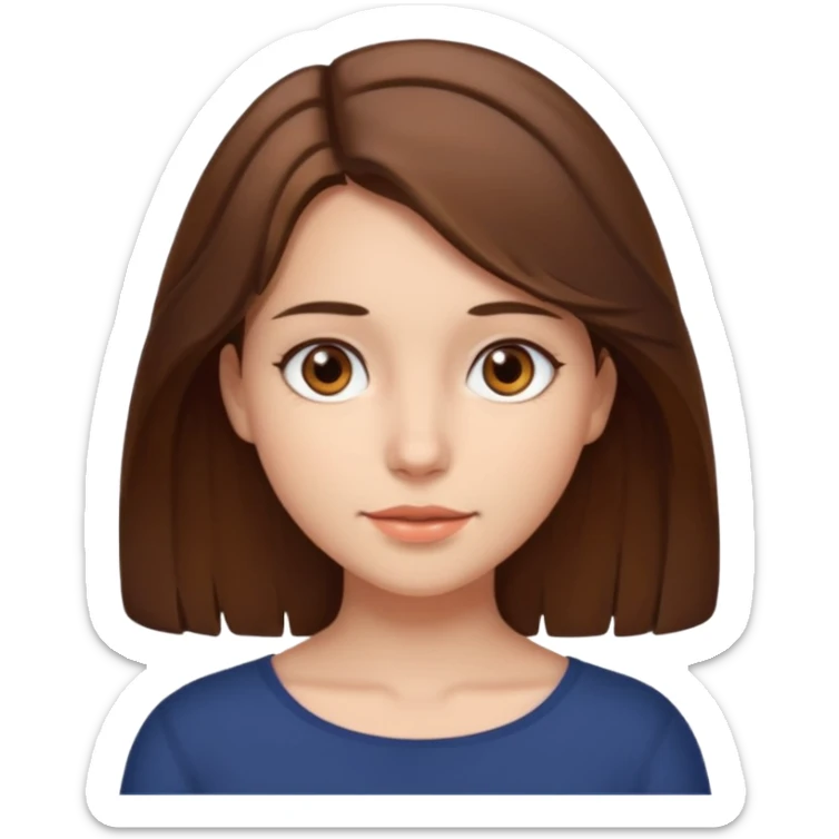 A girl with brown eyes and brown slightly wavy shoulder length hair  sticker