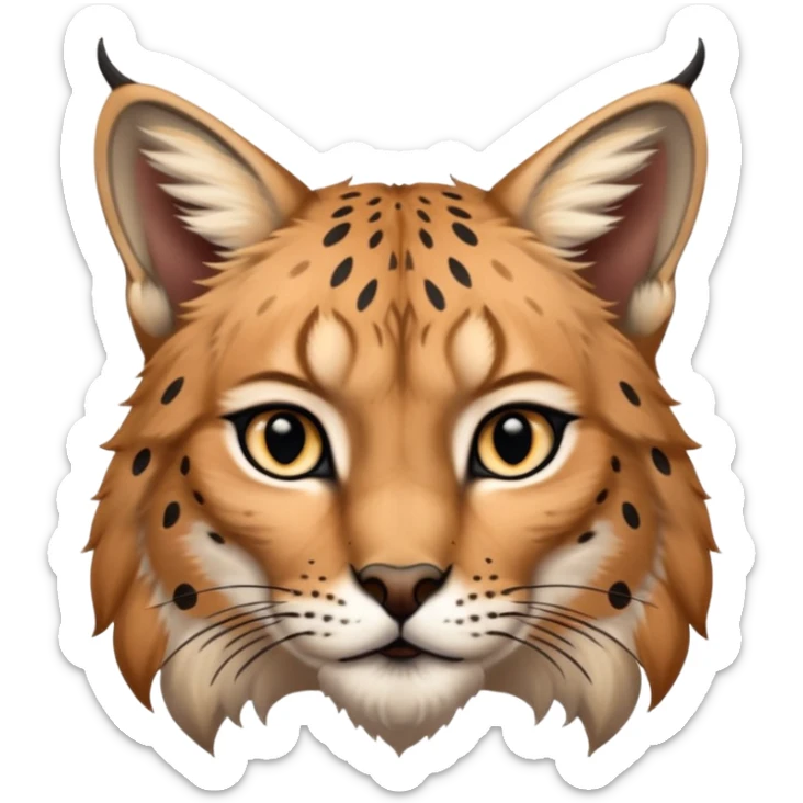 A high-resolution photo-realistic digital illustration of a young lynx, chest upward A high-resolution, photo-realistic digital illustration of a majestic young Eurasian lynx, shown from the shoulder upwards with lynx markings sticker