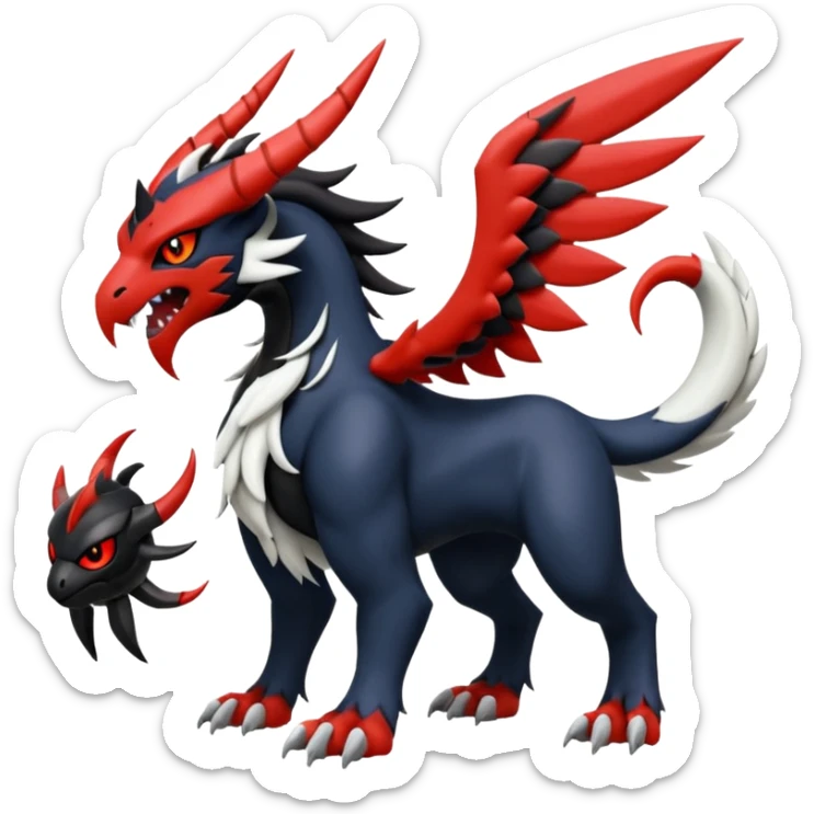 Handsome cool badass edgy Absol-Litten-Guilmon-Giratina-Yveltal-Pokémon-Fakémon-fusion-hybrid-creature sticker