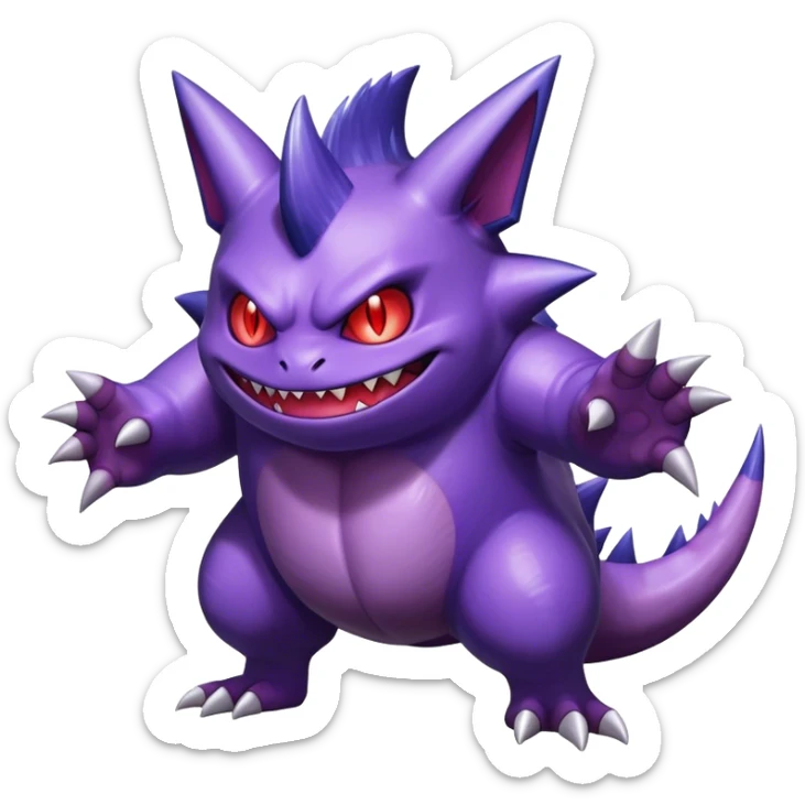 Shiny Dark Gengar-Haunter-Nidoking-fusion-hybrid full body sticker