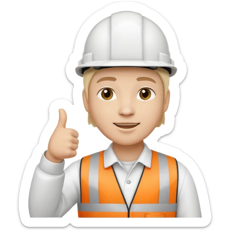 Cara de persona con casco blanco inginierl civil con pulgar arriba sticker